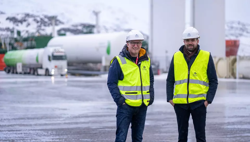 Daglig leder Petter Bjørkli (t.h.) og styreleder Kjell Giæver i Energi i Nord.