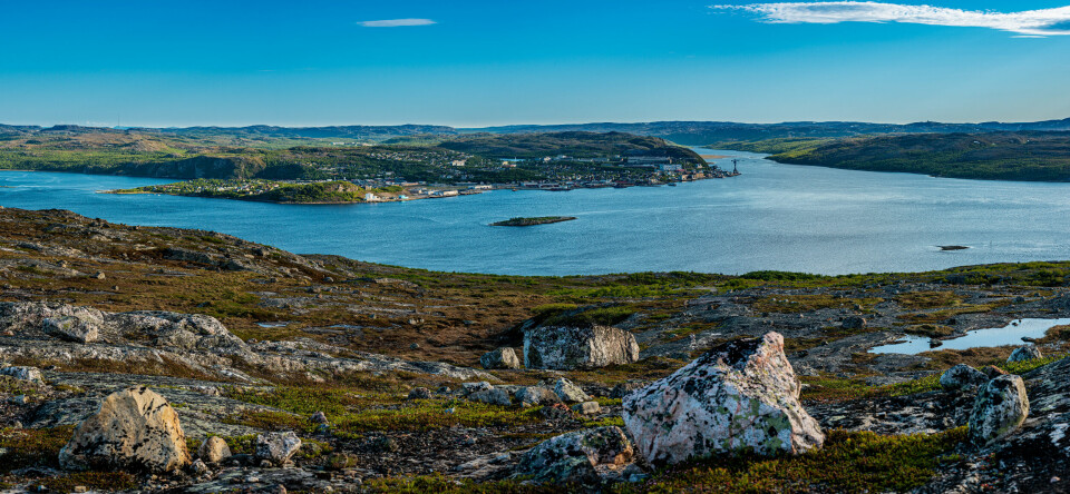 View from Lyngberget towards Kirkenes in Sør-Varanger, Norway.