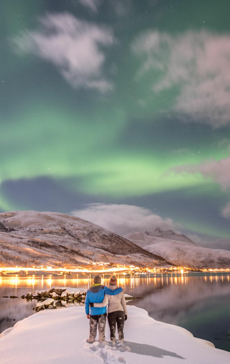 Romantic,Aurora,Borealis,In,Tromso,(norway)