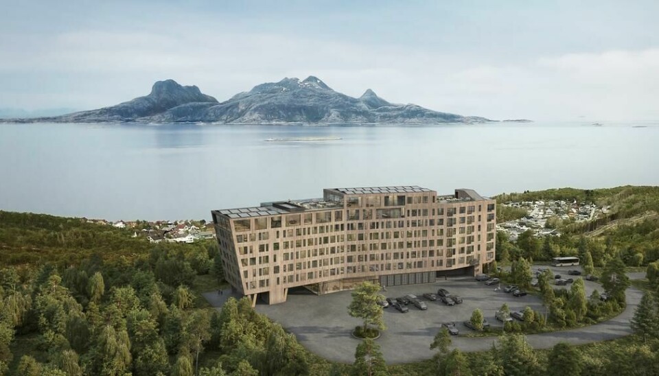 Wood Hotel på Rønvikfjellet i Bodø skal åpne i 2024.