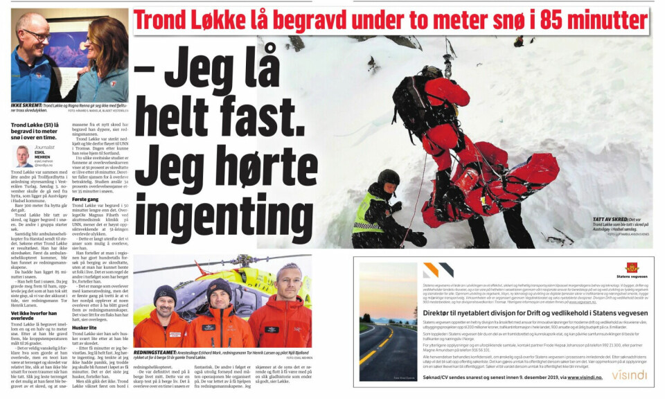 Trond Løkke ble kjent etter at han overlevde et dramatisk snøskred på Austvågøy i 2019.