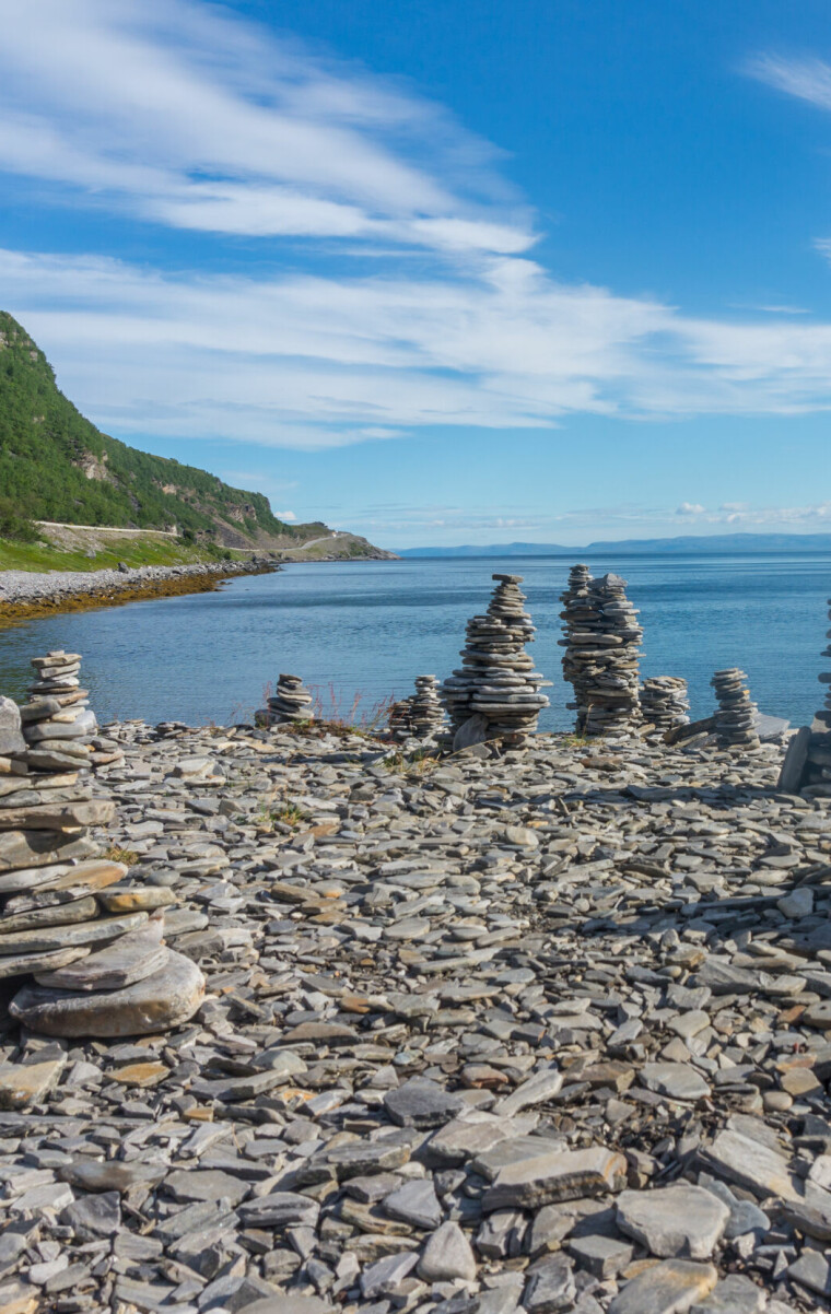 Pyramids,Made,Of,Stones,On,The,Beach,Of,Porsanger,Fjord,