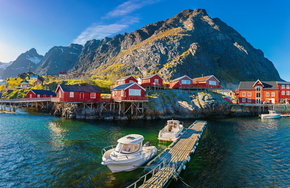 O,Village,,Moskenes,,Red,Norwegian,Rorbu,,Fishing,Huts,On,Lofoten